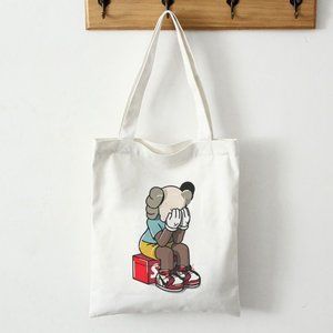 KAWS Passing Through Canvas White Tote Bag